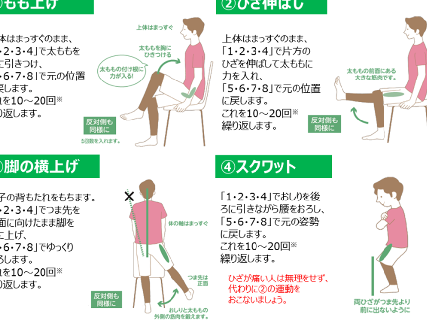 膝伸ばし運動の効果と具体的な方法一覧